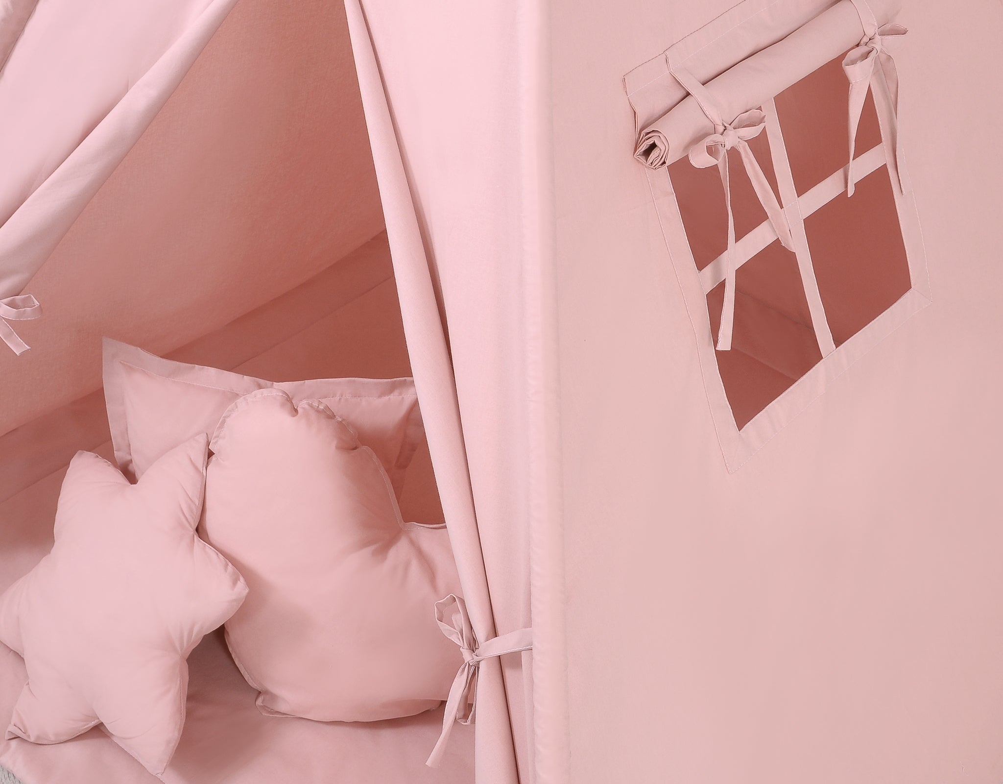 Teepee tent for kids +play mat + decorative feathers - pastel pink