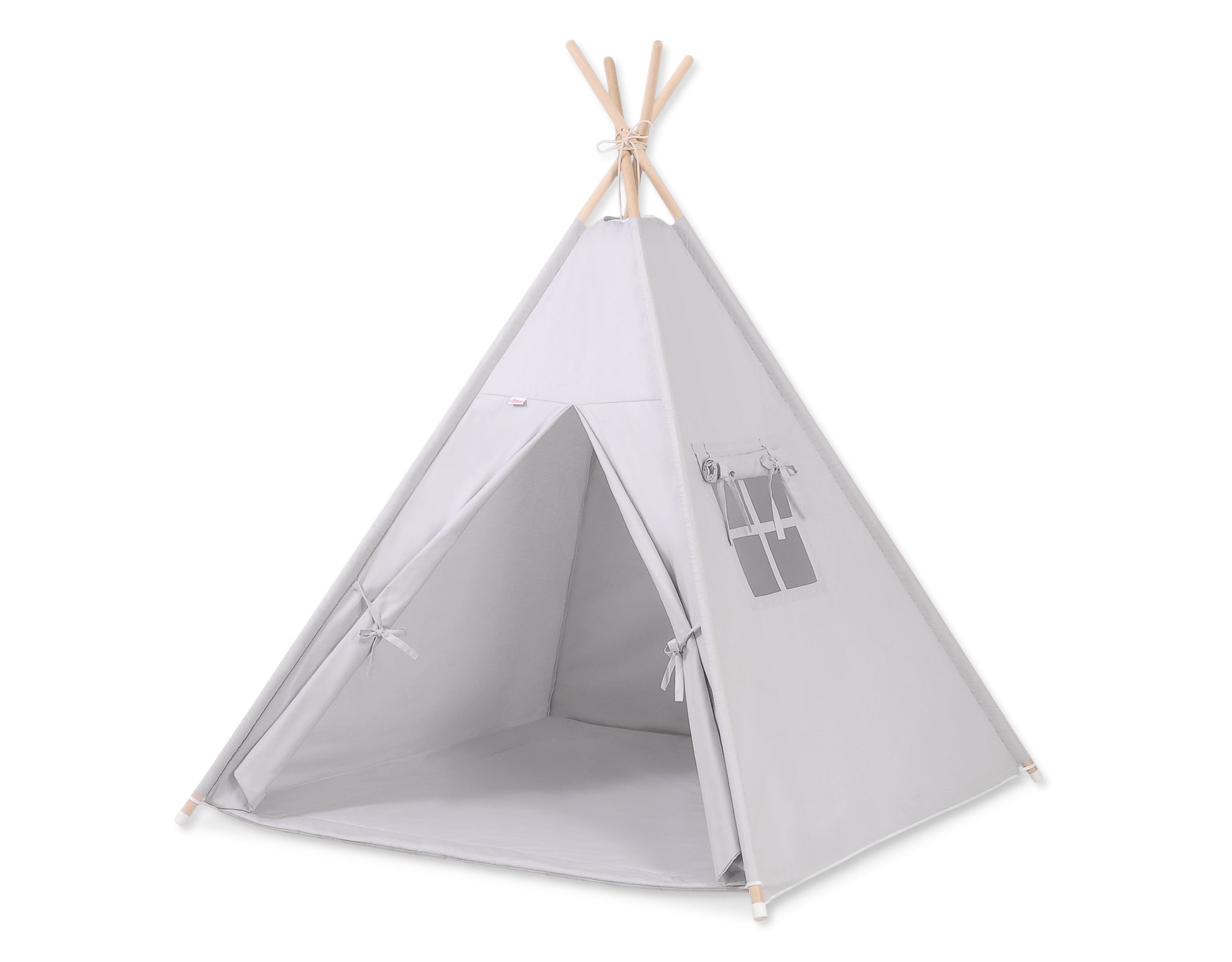 Teepee tent for kids +play mat + decorative feathers - gray