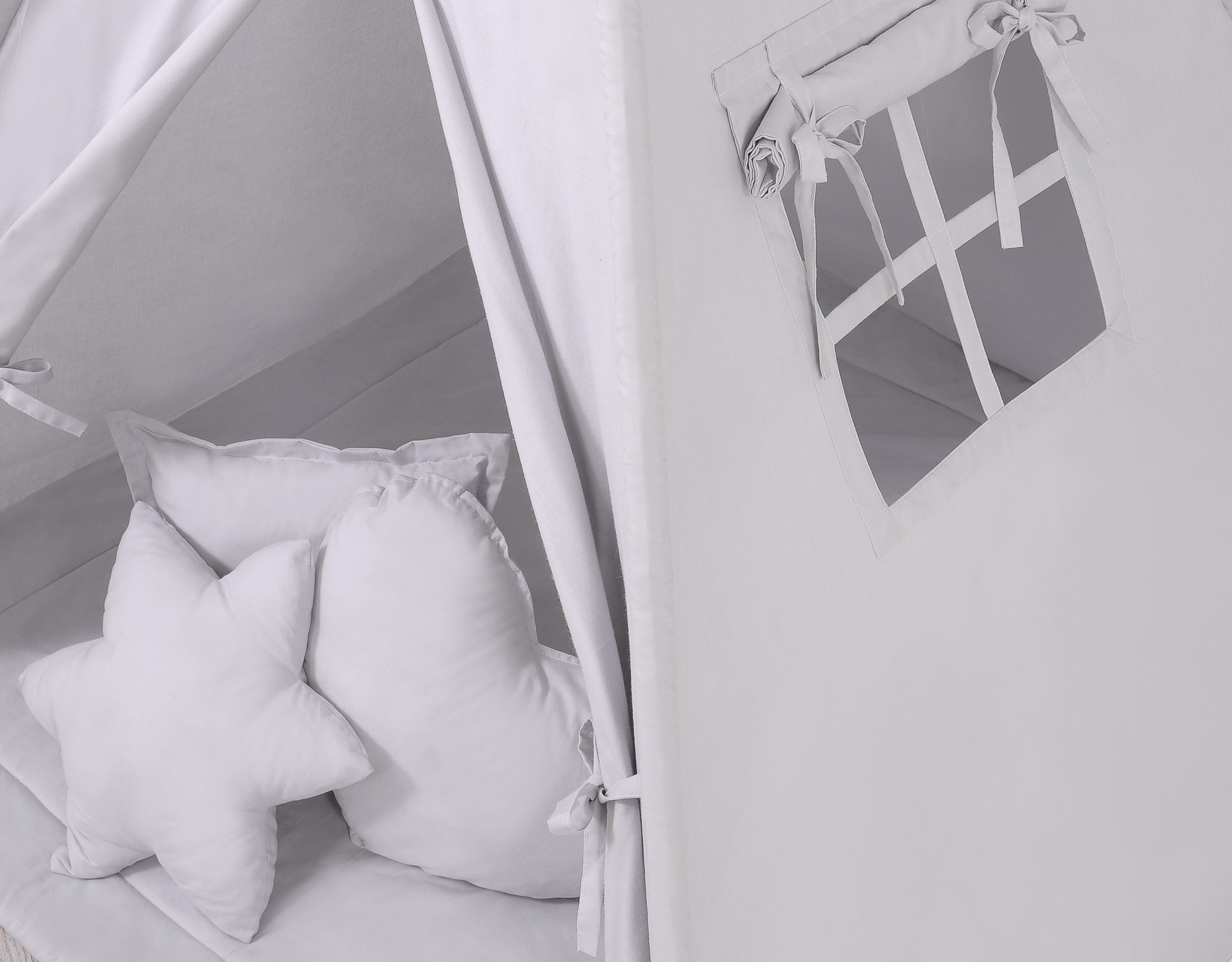 Teepee tent for kids +play mat + decorative feathers - gray