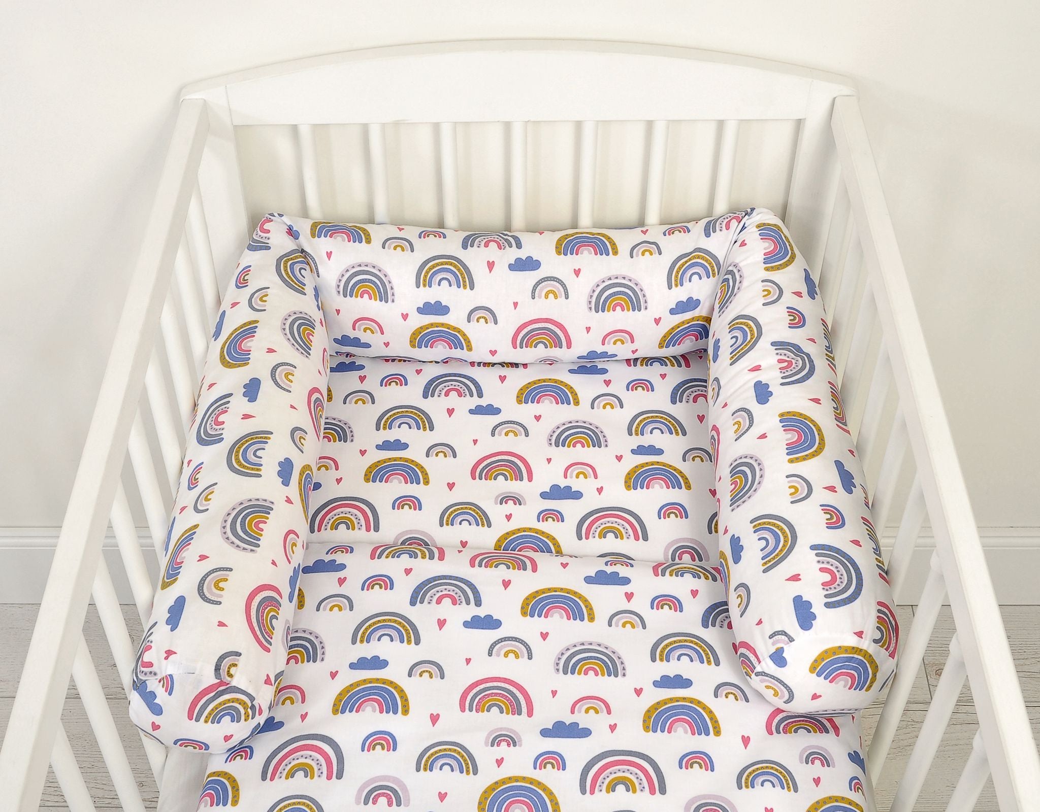 Roller bumper for baby bed - rainbow