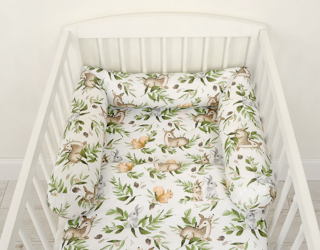Roller bumper for baby bed - woodland green
