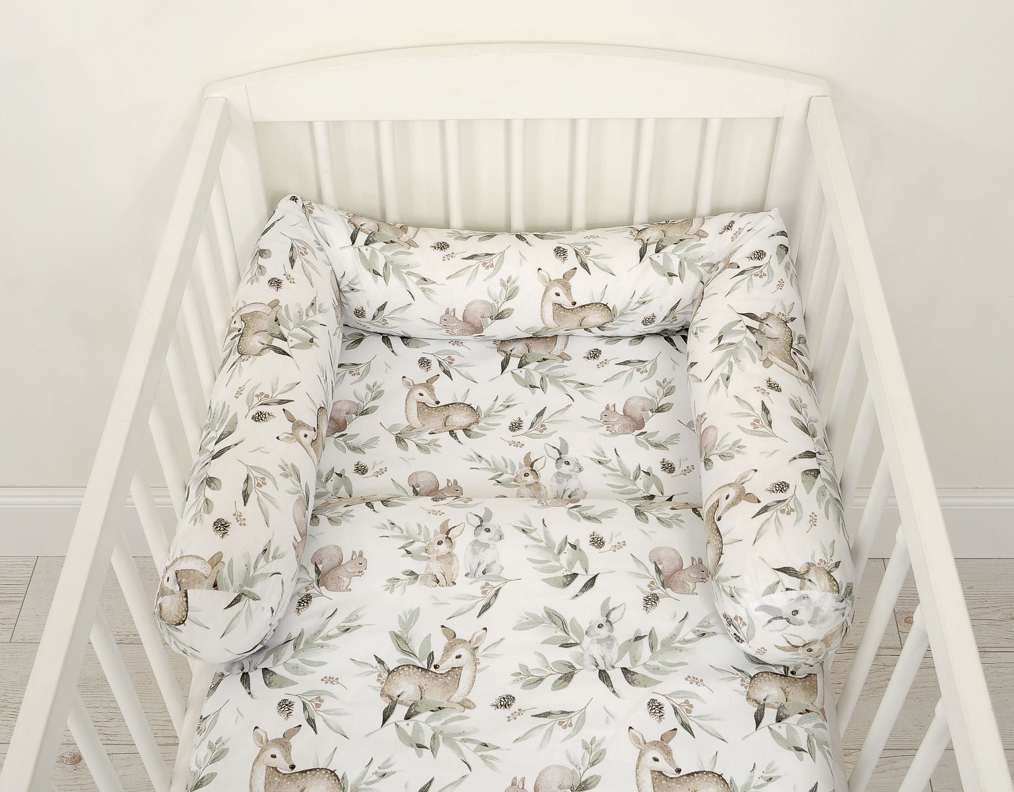 Roller bumper for baby bed - woodland olive