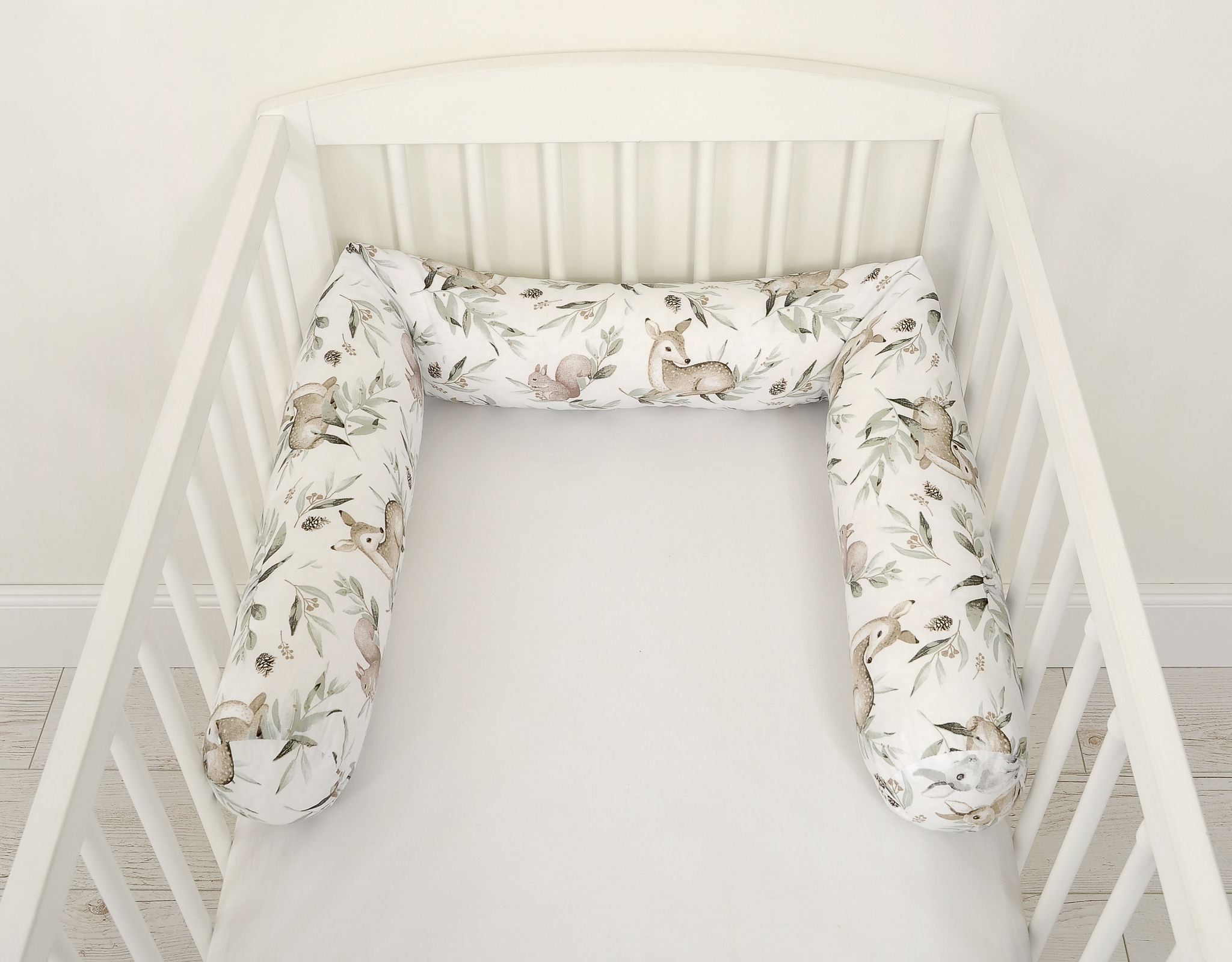 Roller bumper for baby bed - woodland olive
