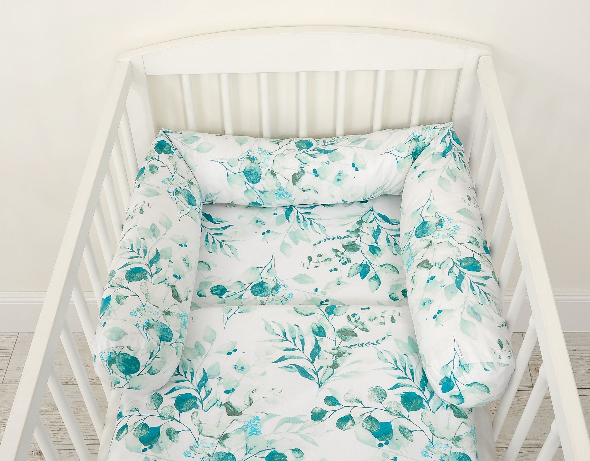 Roller bumper for baby bed -  eucaliptus mint