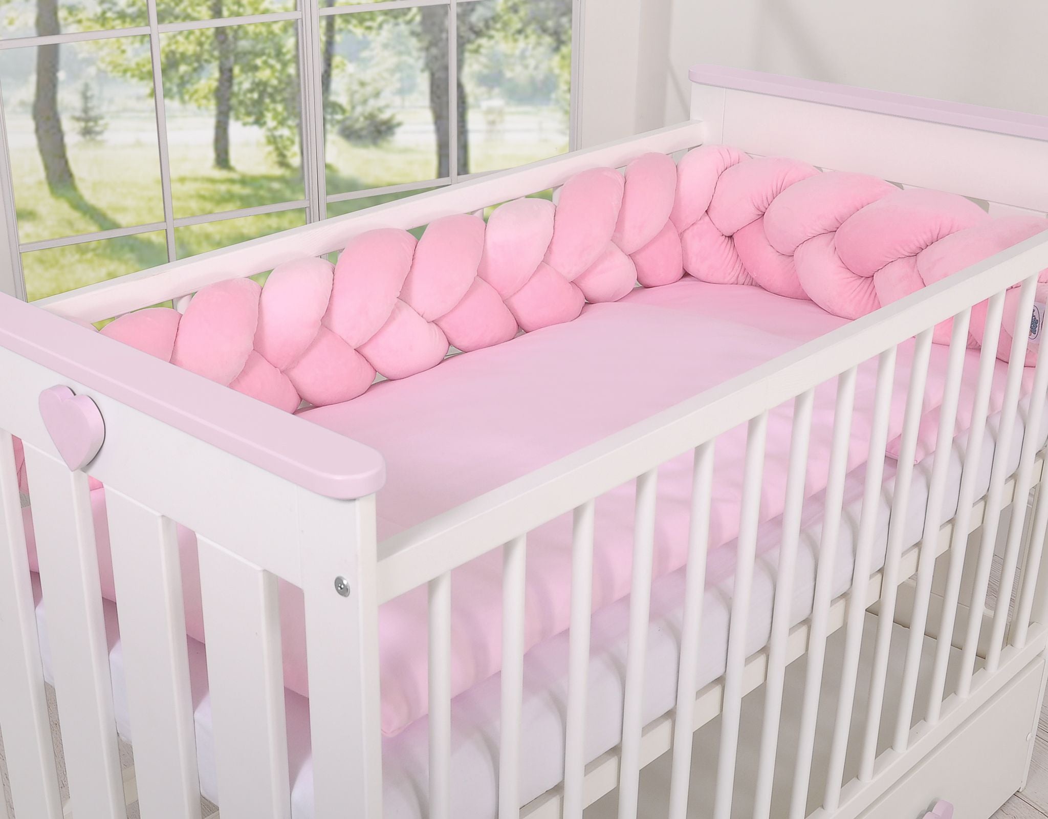 Knot bumper minky 180cm - pink