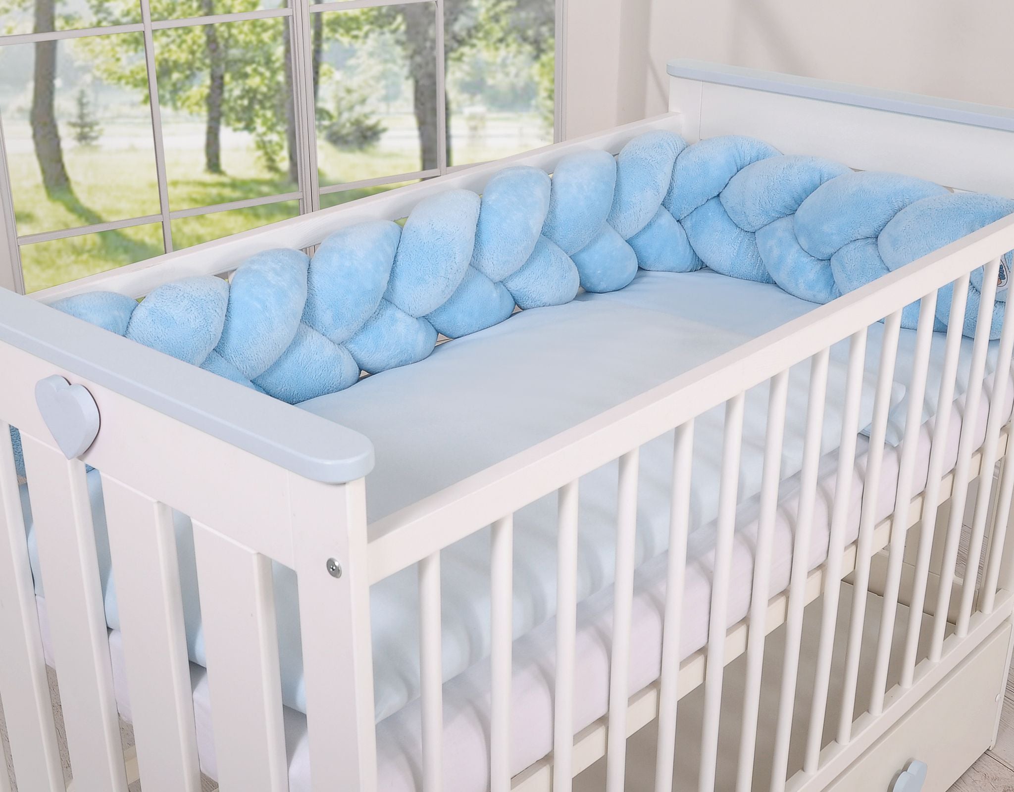 Knot bumper minky 180cm - blue