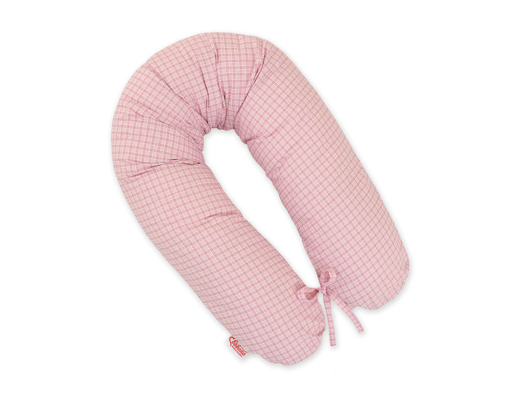 Pregnancy pillow- Longer, removable pillowcase - Pink check
