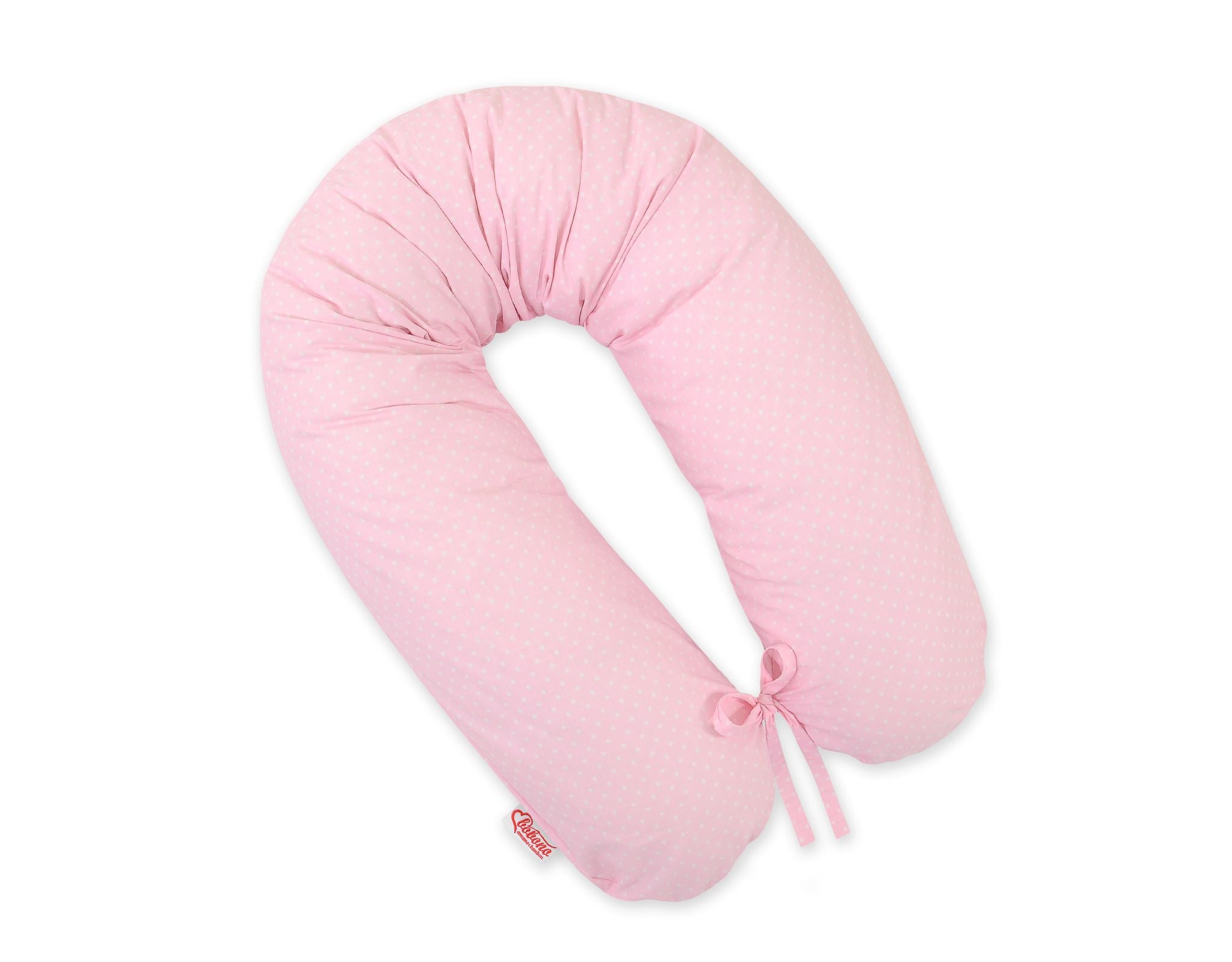 Pregnancy pillow- Longer, removable pillowcase - White polka dots on pink