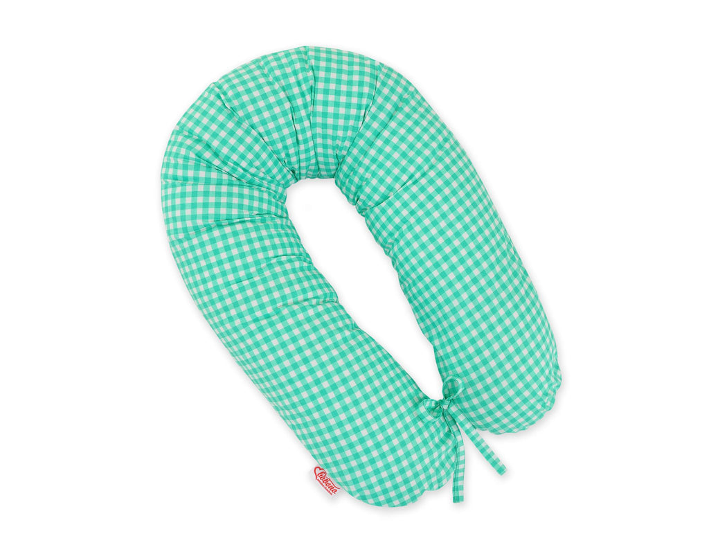 Pregnancy pillow- Longer, removable pillowcase - Mint checkered