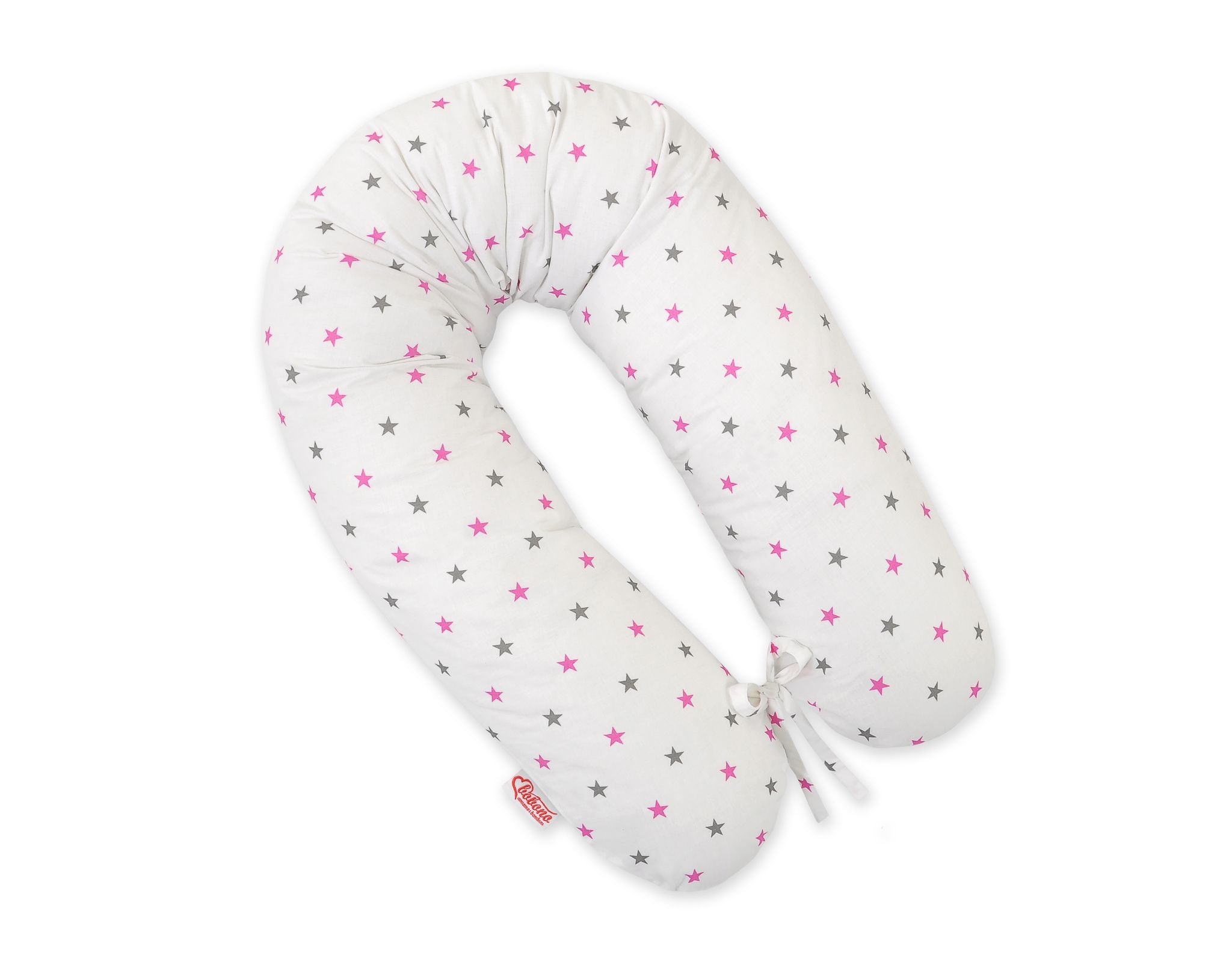 Pregnancy pillow- Longer, removable pillowcase - Grey-pink stars