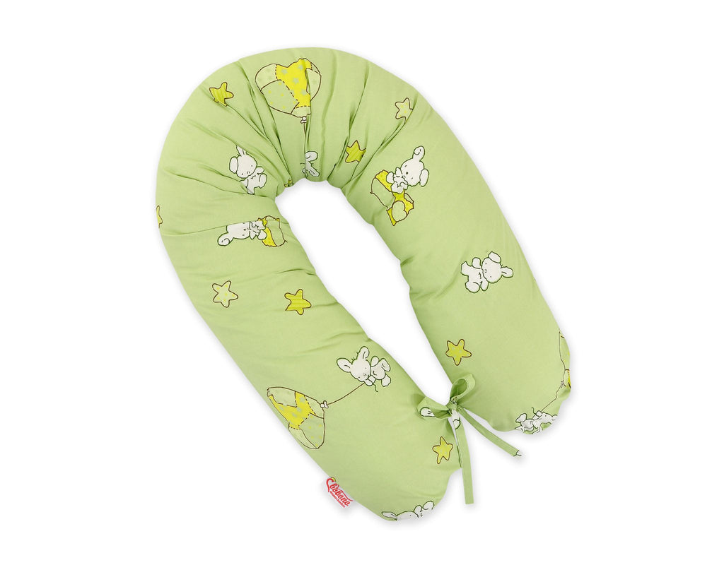 Pregnancy pillow- Longer, removable pillowcase - Teddy bear with balloon green