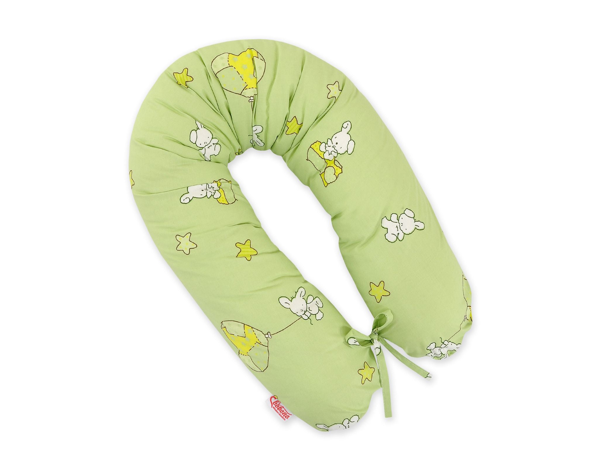 Pregnancy pillow- Longer, removable pillowcase - Teddy bear with balloon green