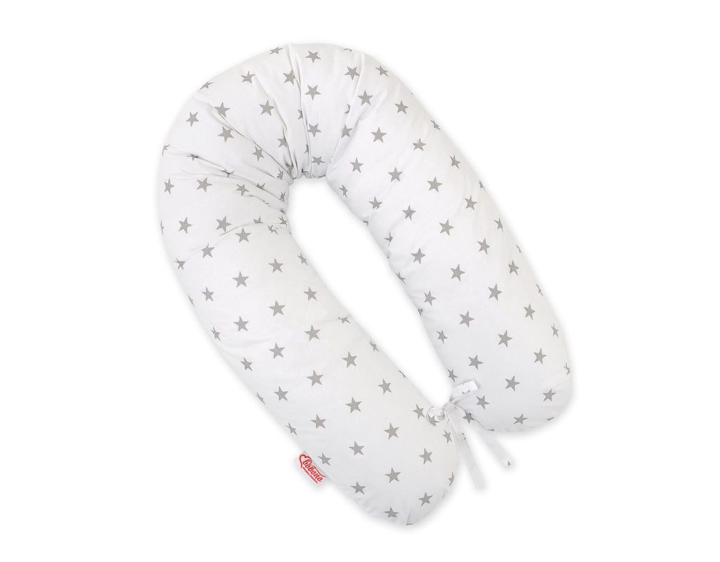 Pregnancy pillow- Longer, removable pillowcase - White with grey stars