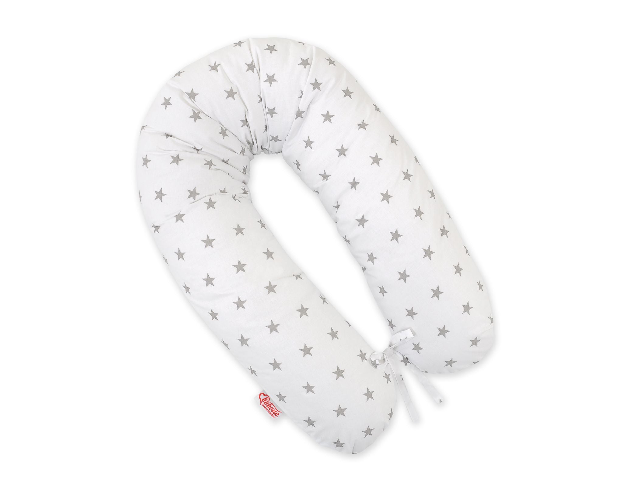 Pregnancy pillow- Longer, removable pillowcase - White with grey stars