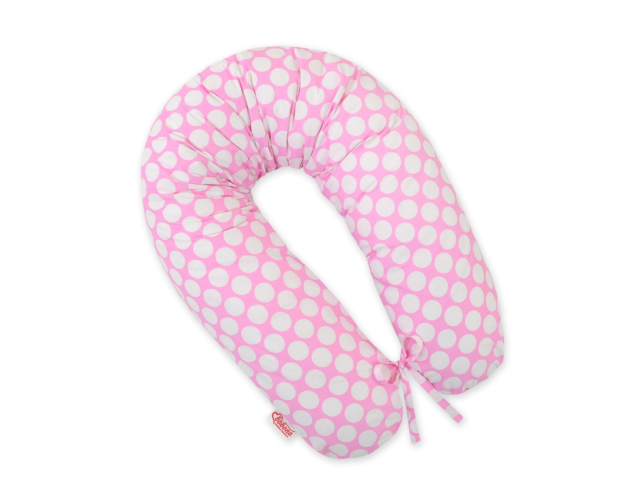 Pregnancy pillow- Longer, removable pillowcase - pink with white dots