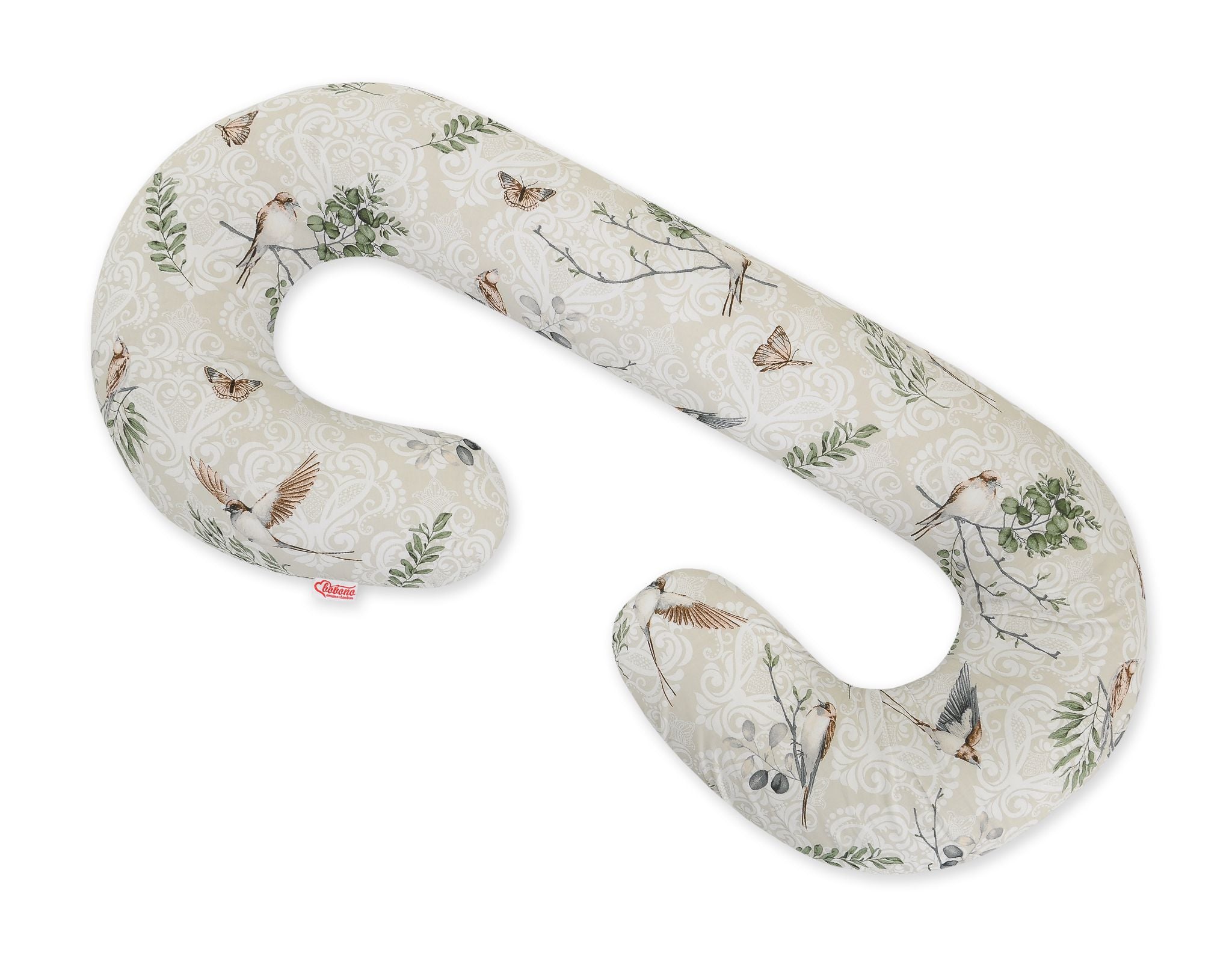 Maternity Support Pillow C, removable pillowcase - Brown birds