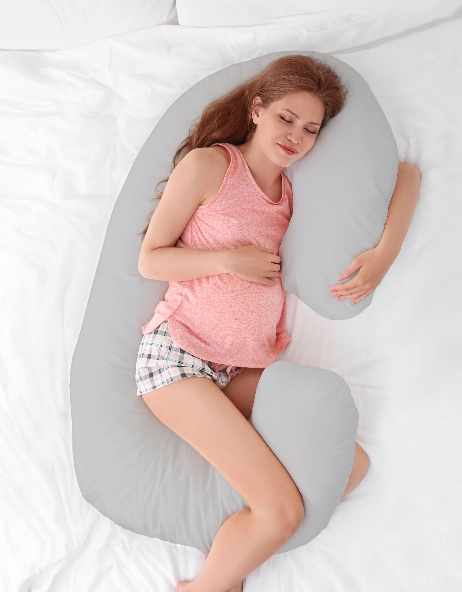 Maternity Support Pillow C, removable pillowcase - Woodland green