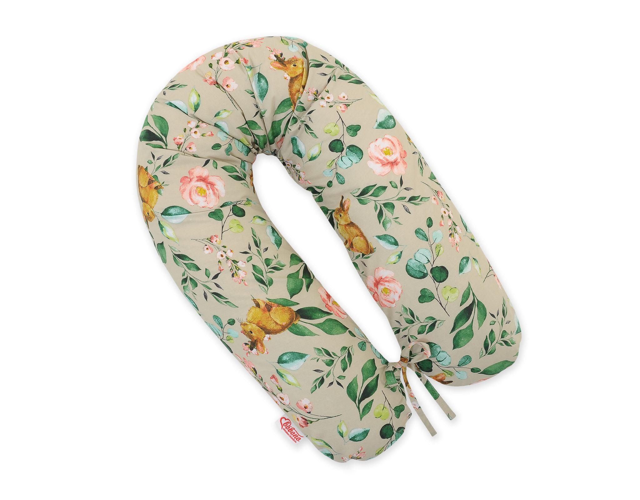 Pregnancy pillow- Longer, removable pillowcase - Rabbit with flowers
