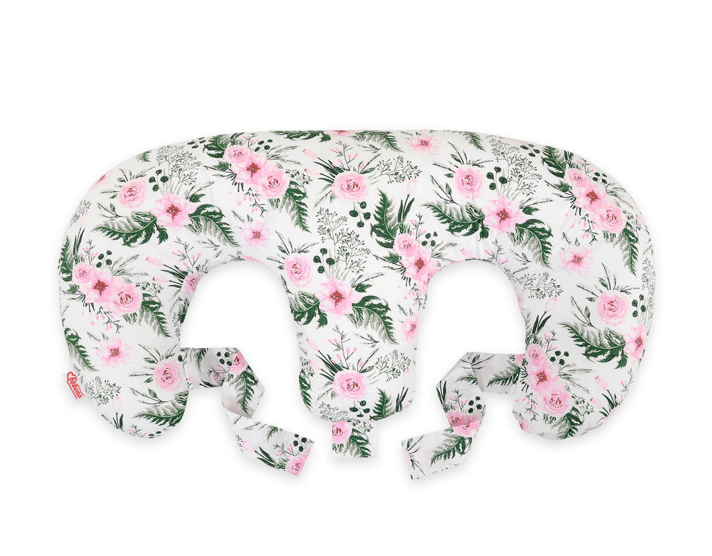 Twin Nursing Pillow – Peony Flower Pink (Removable, Hands-Free Feeding)