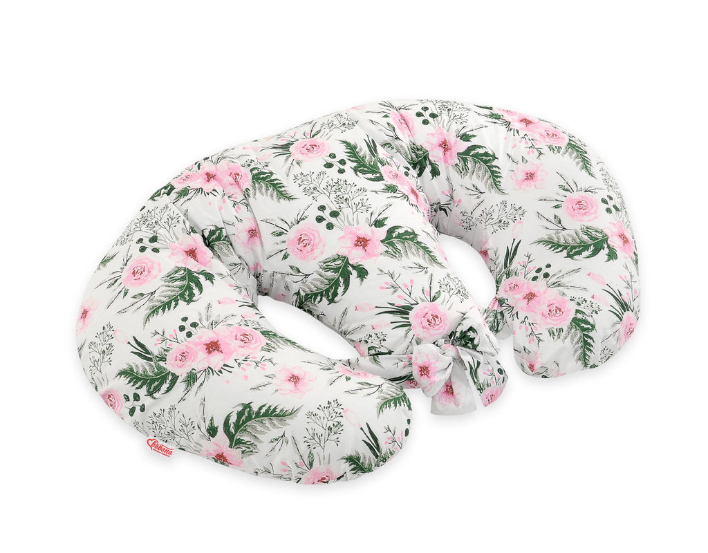 Twin Nursing Pillow – Peony Flower Pink (Removable, Hands-Free Feeding)