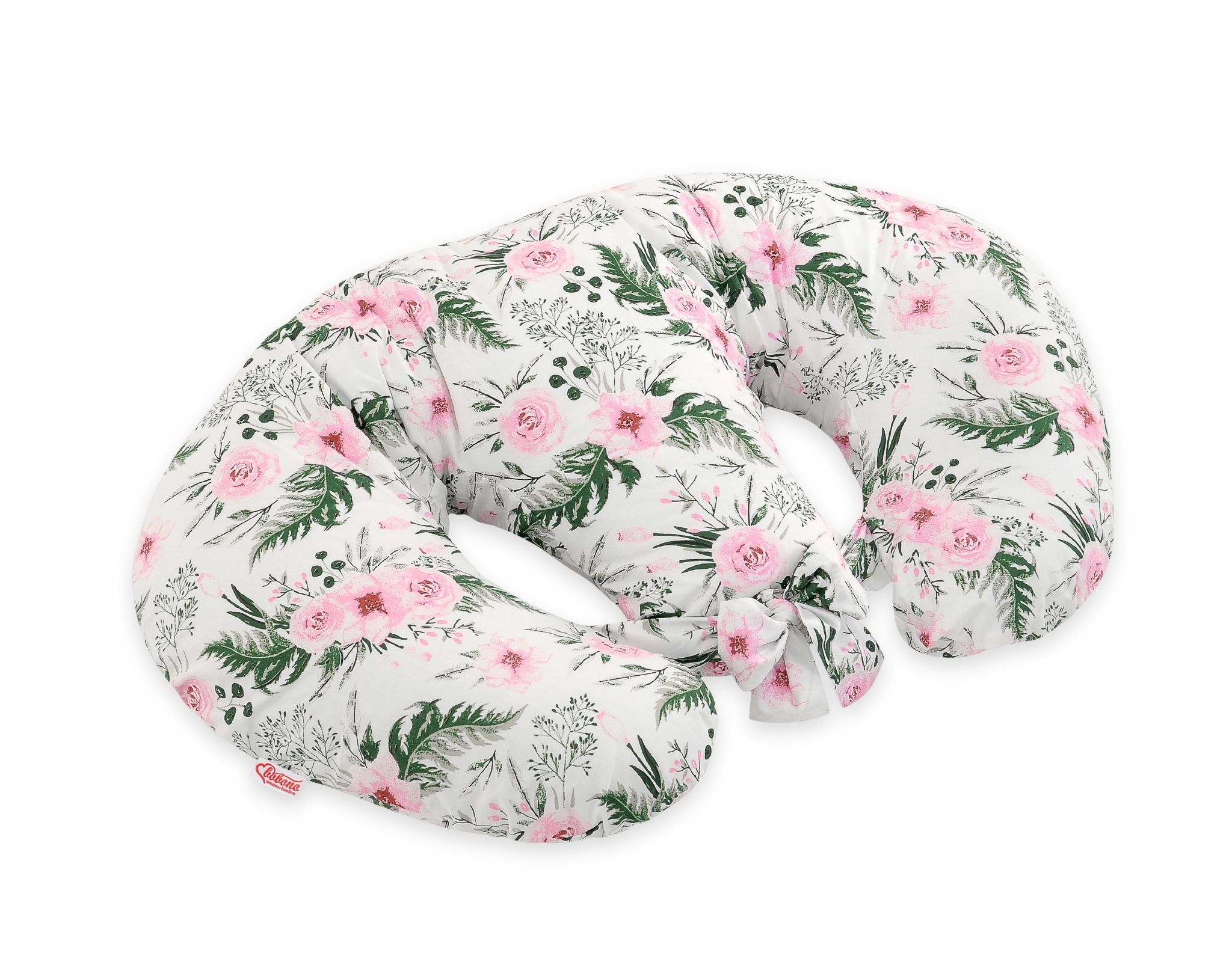Twin Nursing Pillow – Peony Flower Pink (Removable, Hands-Free Feeding)