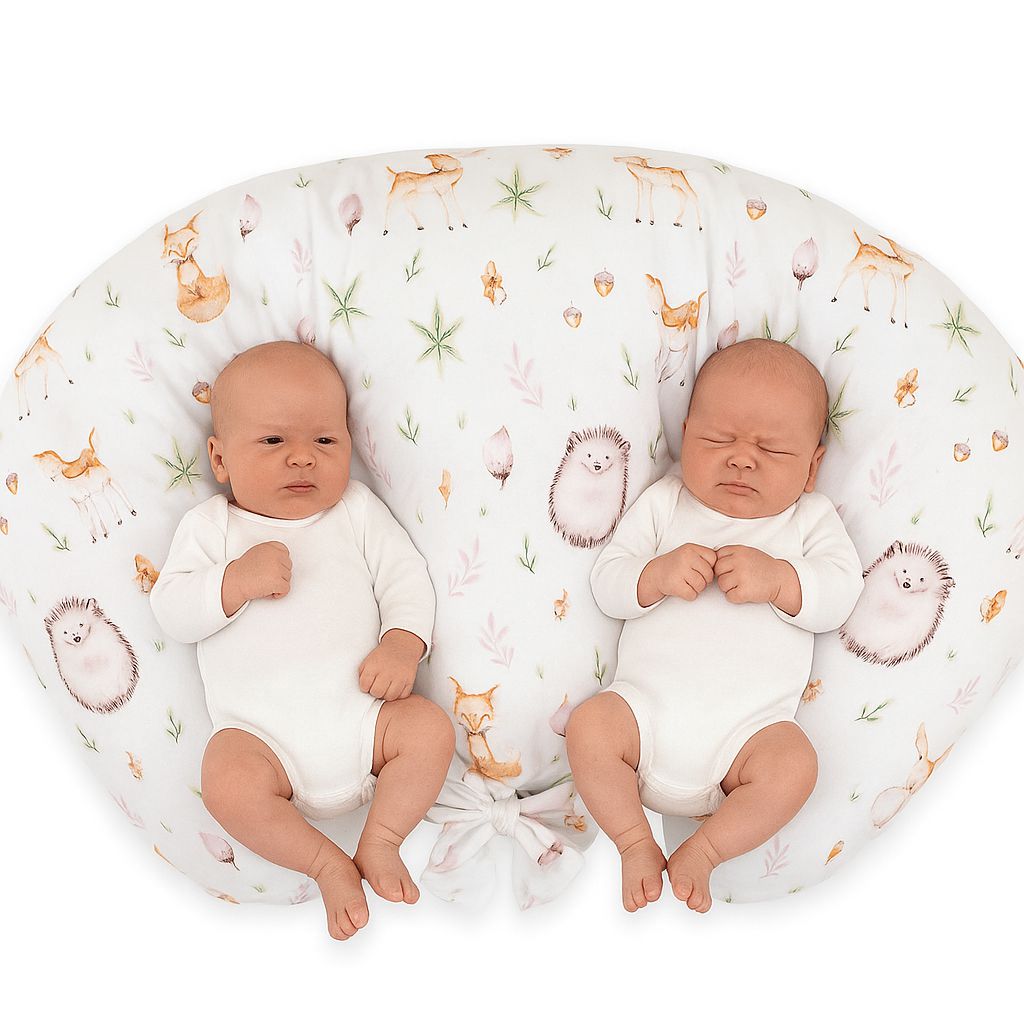 Twin Nursing Pillow – Forest Softness (Removable, Hands-Free Feeding)