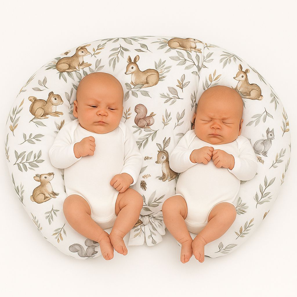 Twin Nursing Pillow – Woodland Olive (Removable, Hands-Free Feeding)
