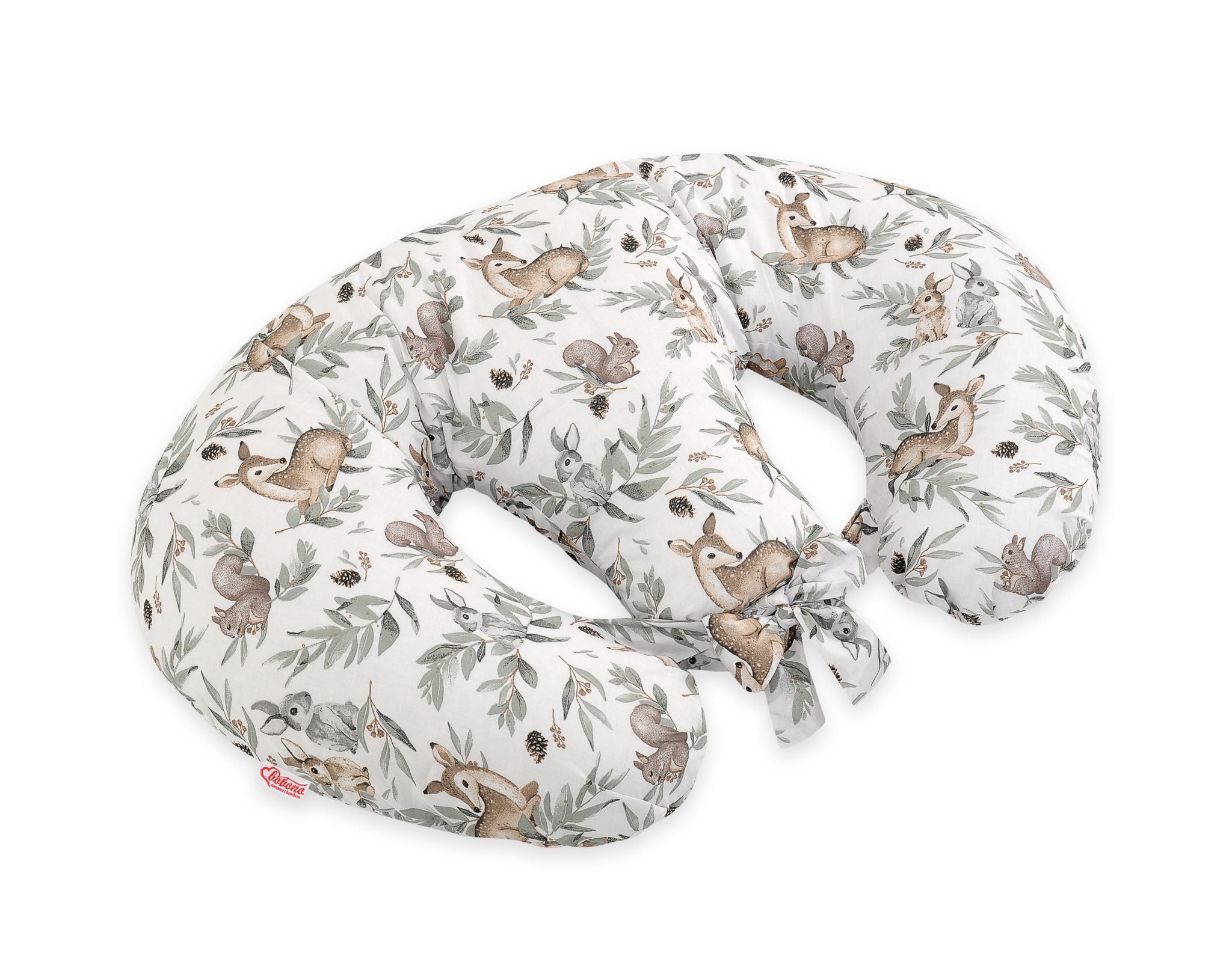 Twin Nursing Pillow – Woodland Olive (Removable, Hands-Free Feeding)