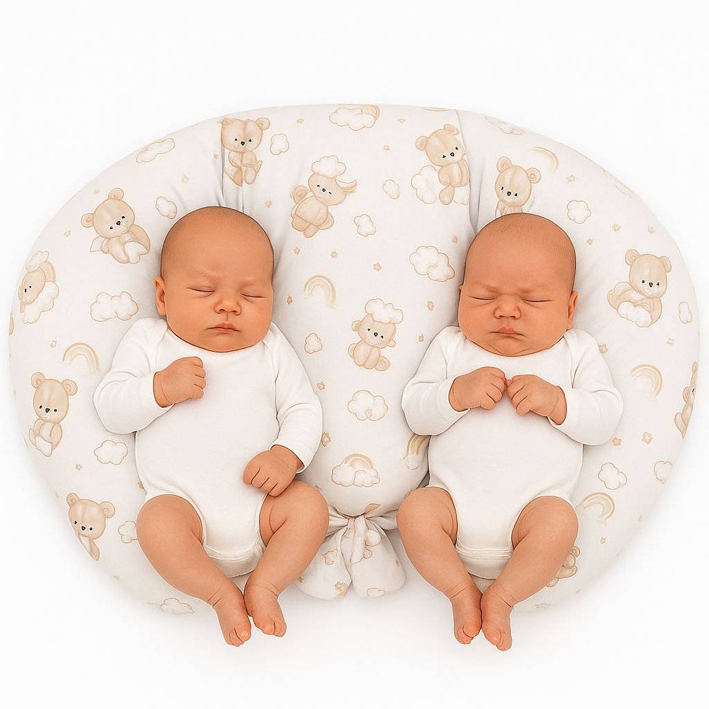 Twin Nursing Pillow – Rainbow bear (Removable, Hands-Free Feeding)