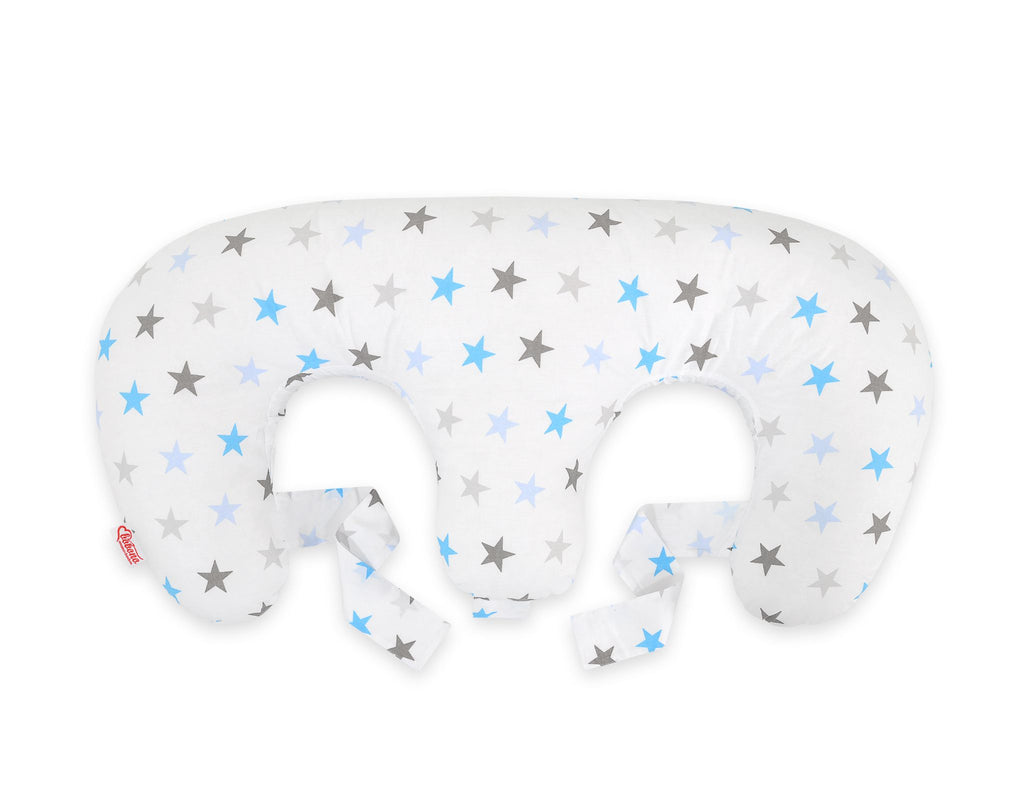 Twin Nursing Pillow – Gray-Blue stars (Removable, Hands-Free Feeding)