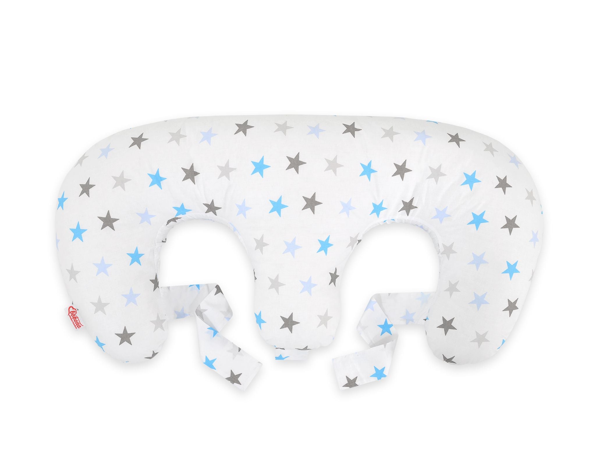 Twin Nursing Pillow – Gray-Blue stars (Removable, Hands-Free Feeding)