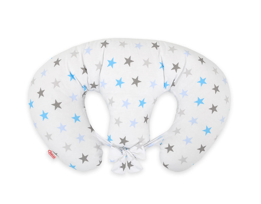Twin Nursing Pillow – Gray-Blue stars (Removable, Hands-Free Feeding)