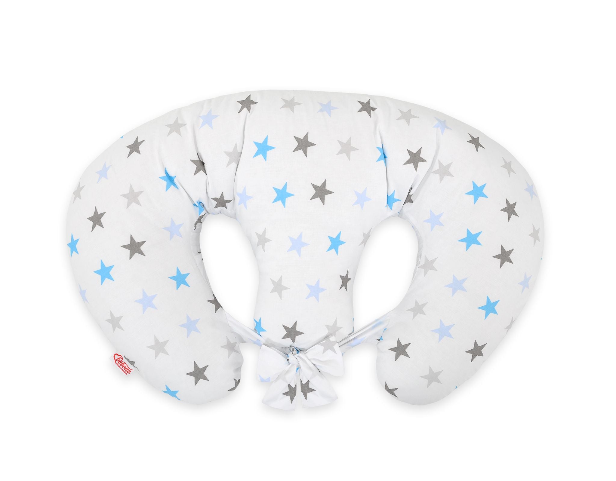 Twin Nursing Pillow – Gray-Blue stars (Removable, Hands-Free Feeding)