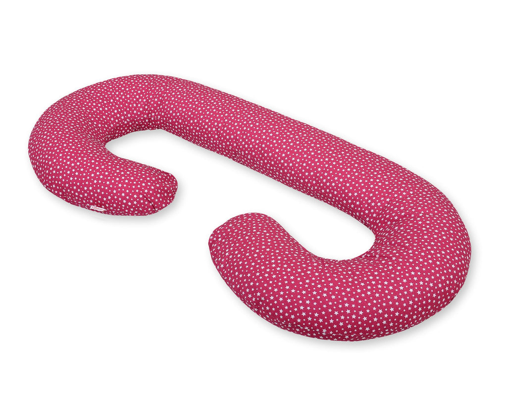 Maternity Support Pillow C, removable pillowcase - wine red stars