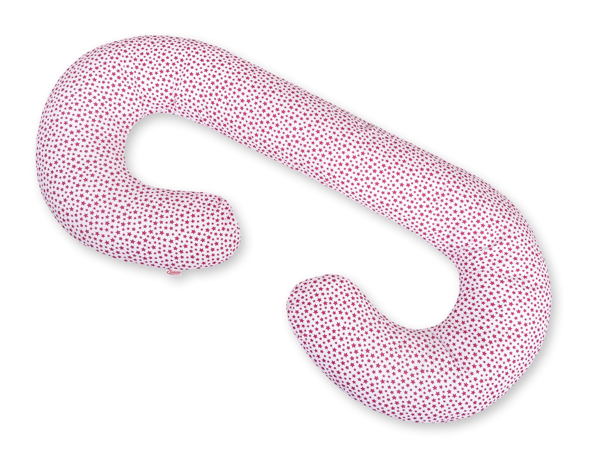 Maternity Support Pillow C, removable pillowcase - white-wine red stars