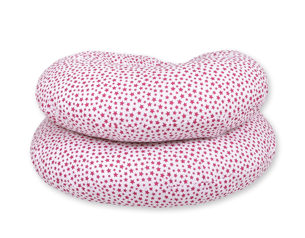 Maternity Support Pillow C, removable pillowcase - white-wine red stars