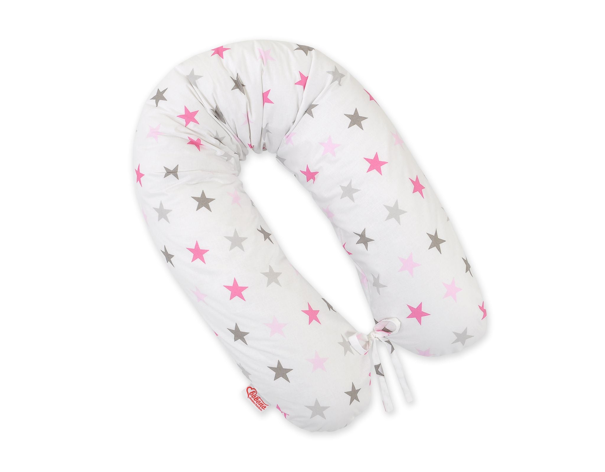 Pregnancy pillow- Longer, removable pillowcase - Grey-pink stars