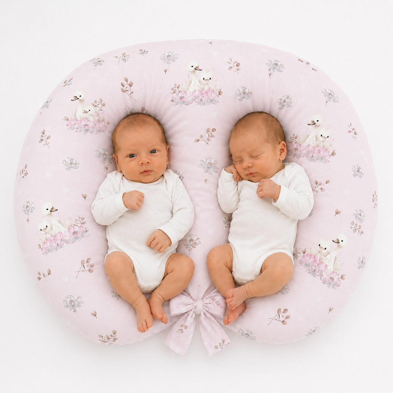 Twin nursing pillow cover Little Swans