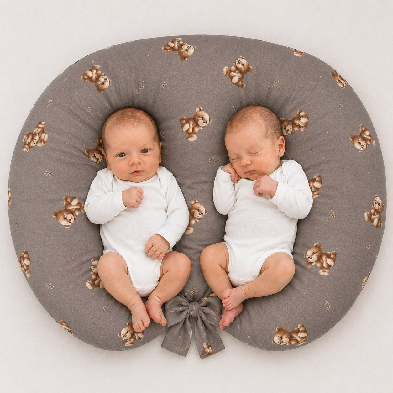 Twin nursing pillow cover Toffee Teddy