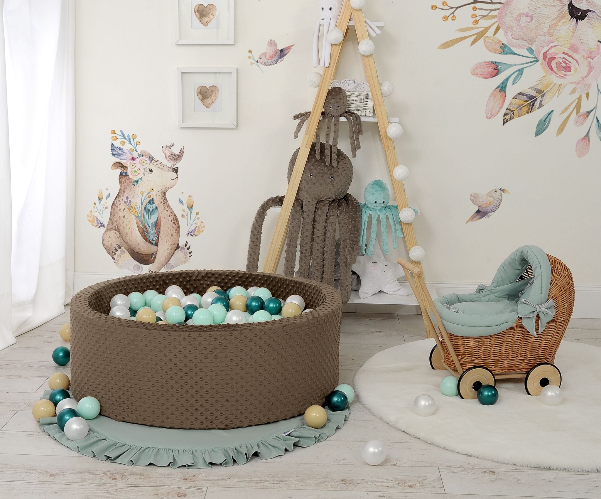 Ball-pit minky H-30 cm with balls 200pcs- chocolate