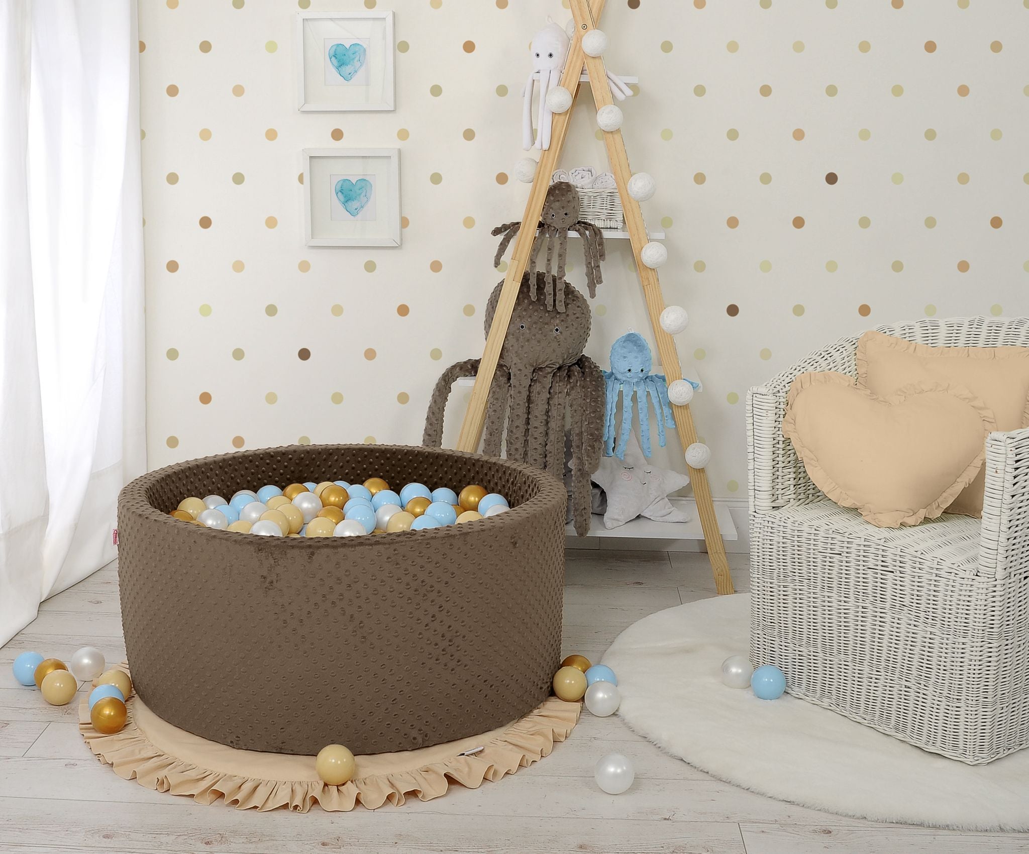 Ball-pit minky H-40 cm with balls 200pcs - chocolate