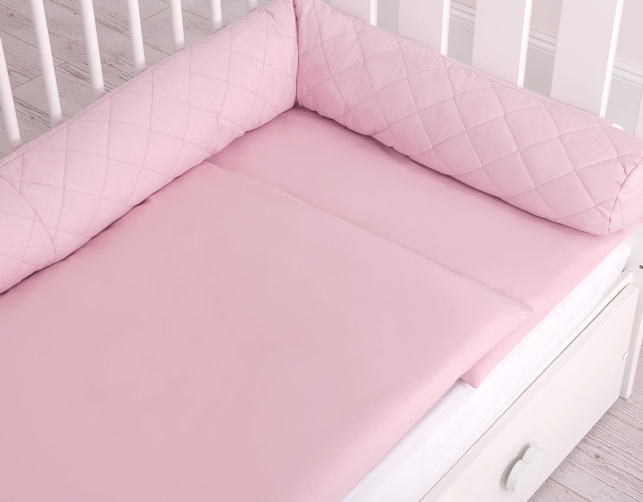 2-in-1 - Baby nest quilted - snake pillow bumper - white