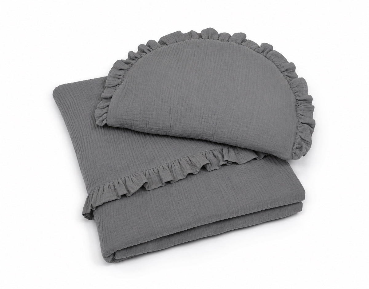 Muslin duvet and pillow set - Anthracite