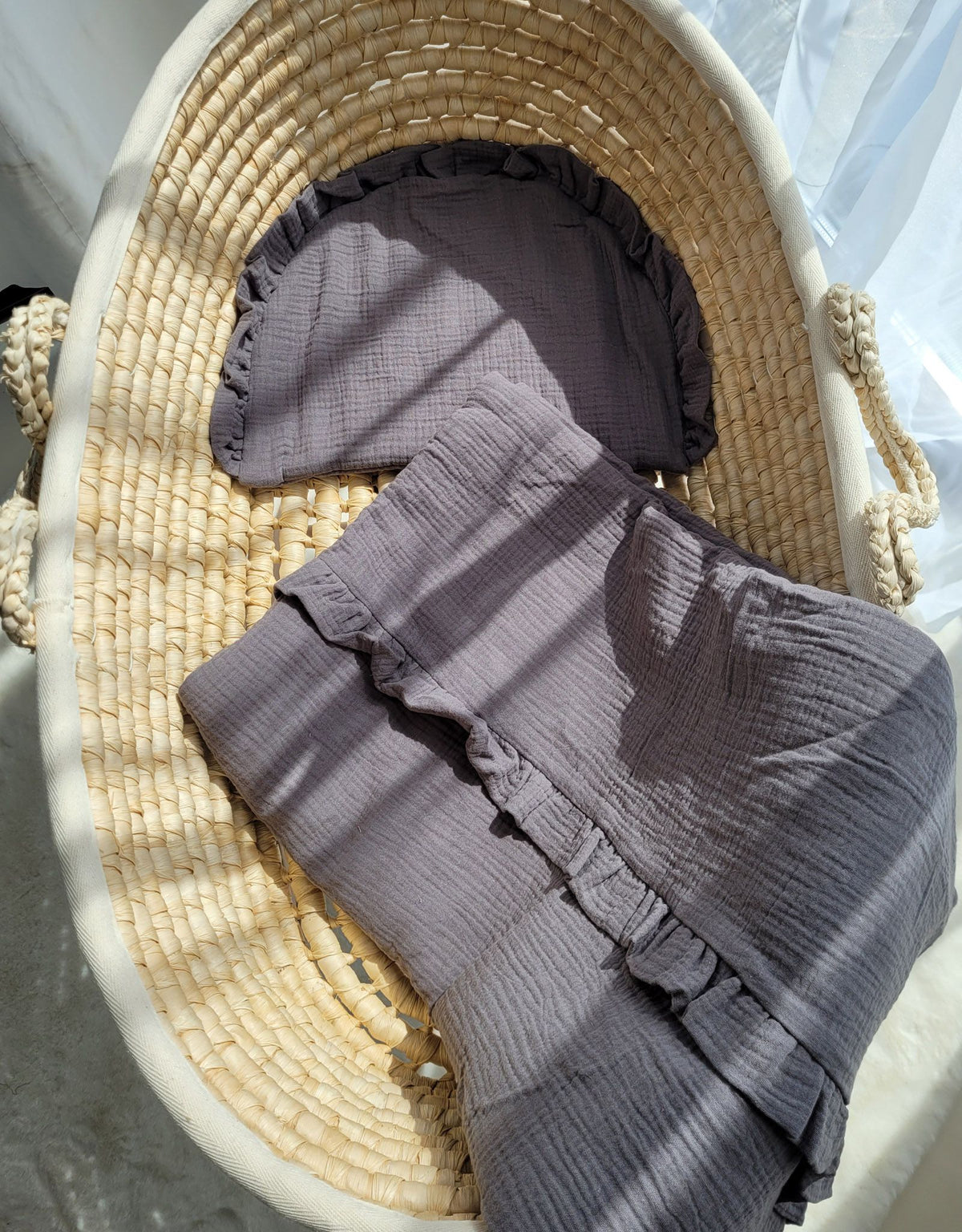 Muslin Duvet & Flat Pillow Set (2 pcs) – Anthracite