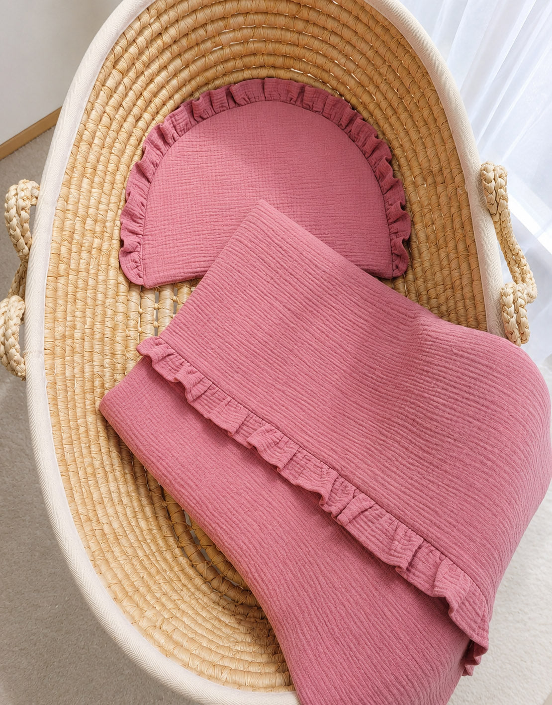 Muslin Duvet & Flat Pillow Set (2 pcs) – Retro Pink