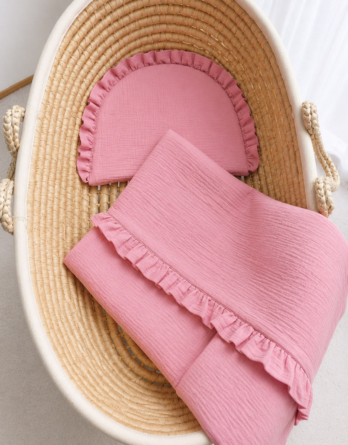 Muslin Duvet & Flat Pillow Set (2 pcs) – Pink