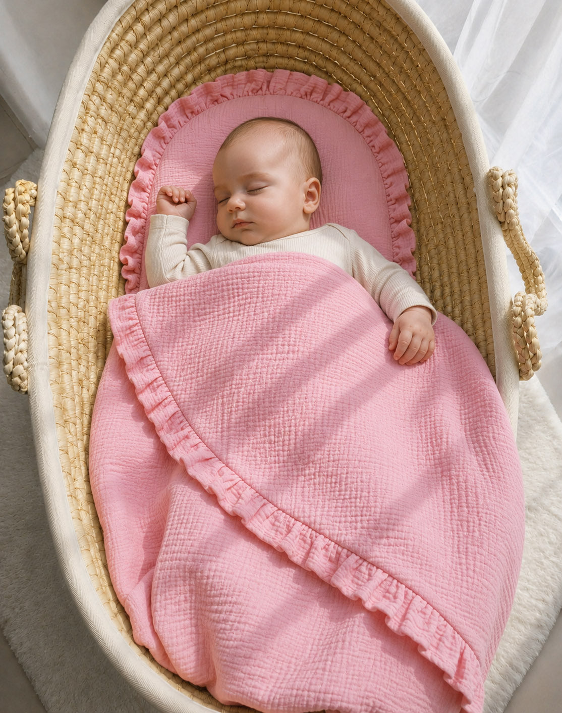 Muslin Duvet & Flat Pillow Set (2 pcs) – Pink