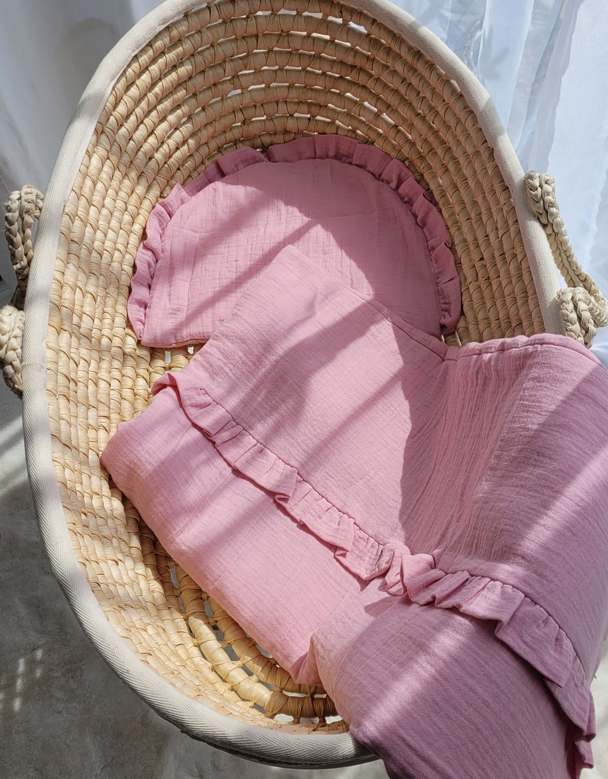 Muslin Duvet & Flat Pillow Set (2 pcs) – Pink