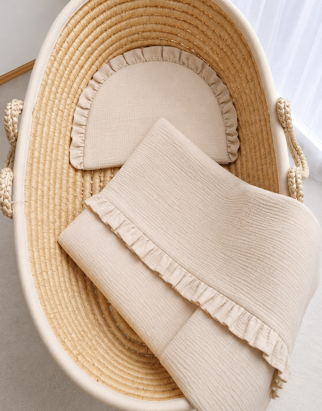 Muslin Duvet & Flat Pillow Set (2 pcs) – Cream