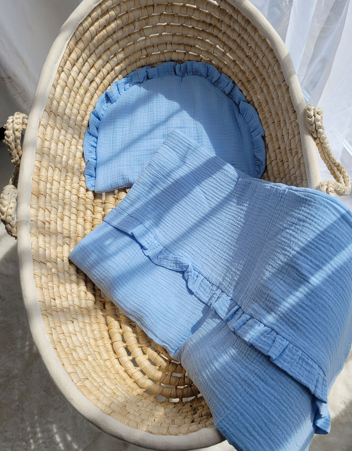 Muslin Duvet & Flat Pillow Set (2 pcs) – Blue